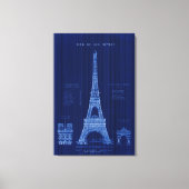 Eiffeltoren Parijs FRANKRIJK Bouwblauwdruk Canvas Afdruk (Voorkant)