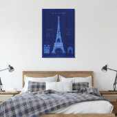 Eiffeltoren Parijs FRANKRIJK Bouwblauwdruk Canvas Afdruk (Insitu (Slaapkamer))
