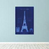 Eiffeltoren Parijs FRANKRIJK Bouwblauwdruk Canvas Afdruk (Insitu (Houten vloer))
