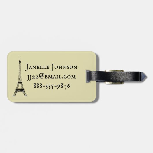 Eiffeltoren Parijs Frankrijk  Briefkaart Design Bagagelabel (Achterkant horizontaal)