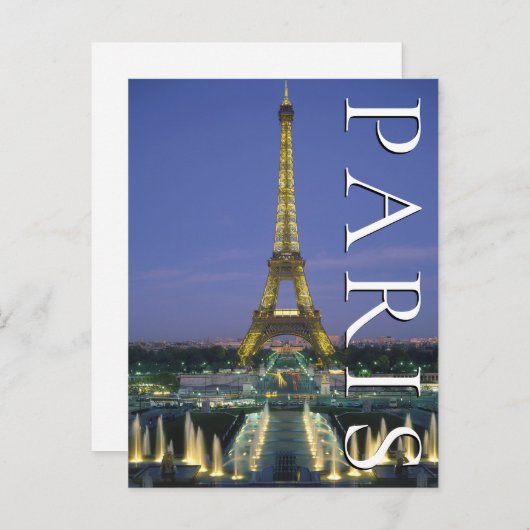 Eiffeltoren | Parijs, Frankrijk | Dank U Briefkaart (Voorkant / Achterkant)