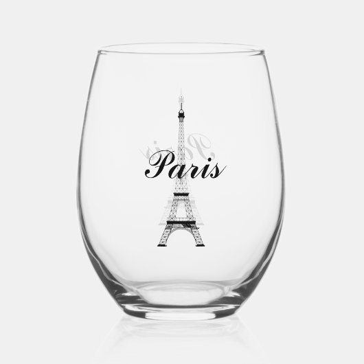 Eiffeltoren Parijs Frankrijk Design Wijnglas Zonder Voet (Achterkant)