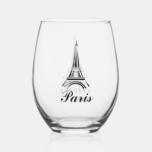 Eiffeltoren Parijs Frankrijk Design Wijnglas Zonder Voet (Achterkant)