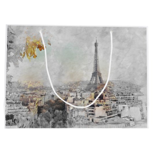 Eiffeltoren Parijs Frankrijk Grote Gift Bag | Pari Groot Cadeauzakje (Achterkant)