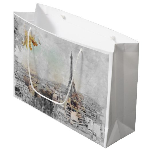 Eiffeltoren Parijs Frankrijk Grote Gift Bag | Pari Groot Cadeauzakje (Voorkant Gekanteld)