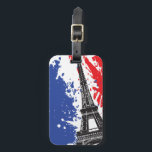 Eiffeltoren | Parijs, Frankrijk | Grunge Flag Bagagelabel<br><div class="desc">Dit ontwerp is voorzien van de Eiffeltoren en de slordige Franse vlag op de achtergrond.</div>