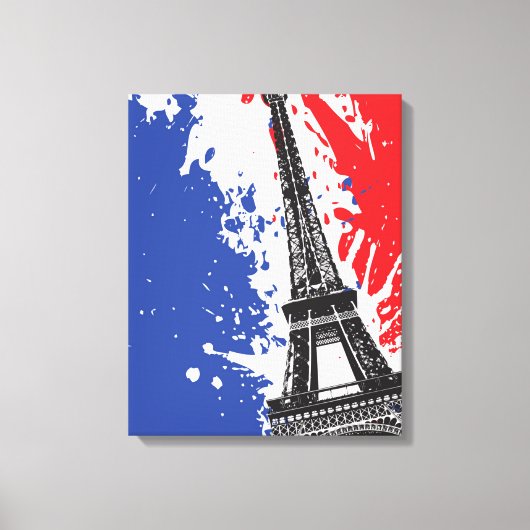 Eiffeltoren | Parijs, Frankrijk | Grunge Flag Canvas Afdruk (Voorkant)