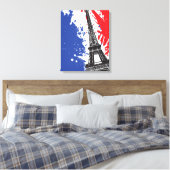 Eiffeltoren | Parijs, Frankrijk | Grunge Flag Canvas Afdruk (Insitu (Slaapkamer))