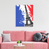 Eiffeltoren | Parijs, Frankrijk | Grunge Flag Canvas Afdruk (Insitu (Woonkamer))