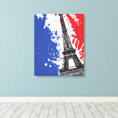 Eiffeltoren | Parijs, Frankrijk | Grunge Flag Canvas Afdruk (Insitu (Houten vloer))