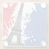 Eiffeltoren | Parijs, Frankrijk | Grunge Flag Glazen Onderzetter (Achterkant)