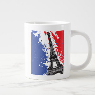 Eiffeltoren Parijs, Frankrijk Grunge Flag Grote Koffiekop