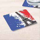 Eiffeltoren | Parijs, Frankrijk | Grunge Flag Kartonnen Onderzetters (Schuin)