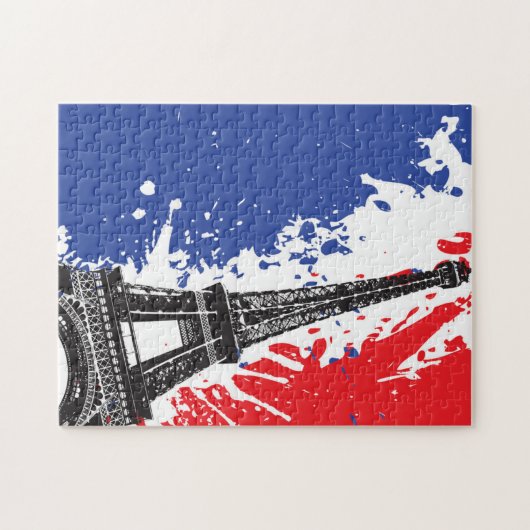 Eiffeltoren | Parijs, Frankrijk | Grunge Flag Legpuzzel (Horizontaal)