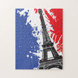 Eiffeltoren | Parijs, Frankrijk | Grunge Flag Legpuzzel<br><div class="desc">Dit ontwerp is voorzien van de Eiffeltoren en de slordige Franse vlag op de achtergrond.</div>