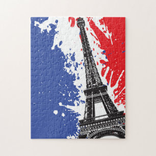 Eiffeltoren   Parijs, Frankrijk   Grunge Flag Legpuzzel