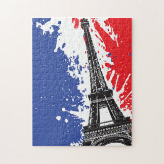 Eiffeltoren | Parijs, Frankrijk | Grunge Flag Legpuzzel