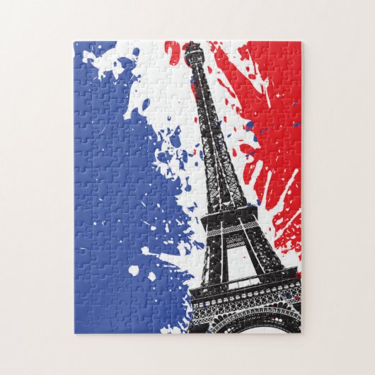 Eiffeltoren | Parijs, Frankrijk | Grunge Flag Legpuzzel (Verticaal)