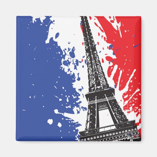 Eiffeltoren | Parijs, Frankrijk | Grunge Flag Magneet (Voorkant)