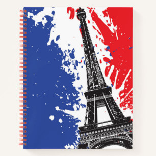 Eiffeltoren Parijs, Frankrijk Grunge Flag Notitieboek