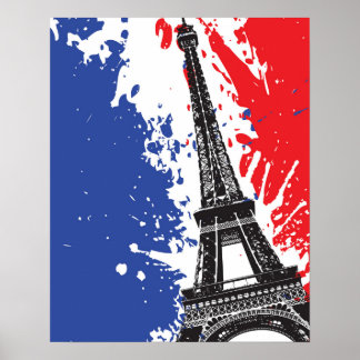 Eiffeltoren | Parijs, Frankrijk | Grunge Flag Poster
