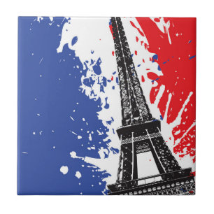 Eiffeltoren   Parijs, Frankrijk   Grunge Flag Tegeltje