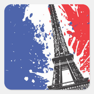 Eiffeltoren | Parijs, Frankrijk | Grunge Flag Vierkante Sticker