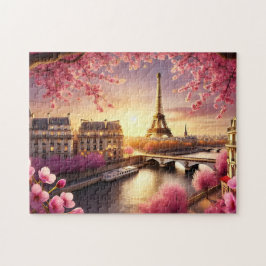 Eiffeltoren Parijs Frankrijk Kersenbloesem Romanti Legpuzzel