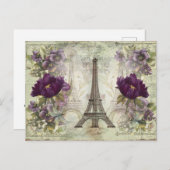  Eiffeltoren Parijs Frankrijk met bloemen Briefkaart (Voorkant / Achterkant)