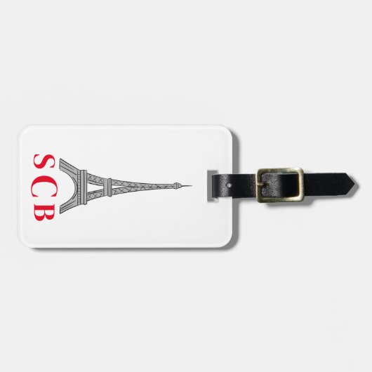Eiffeltoren Parijs Frankrijk Monogram Bagagelabel (Voorkant horizontaal)