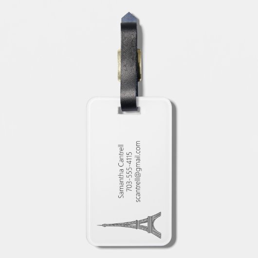 Eiffeltoren Parijs Frankrijk Monogram Bagagelabel (Achterkant verticaal)