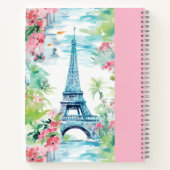 Eiffeltoren Parijs Frankrijk Pink Floral Journal Notitieboek (Achterkant)