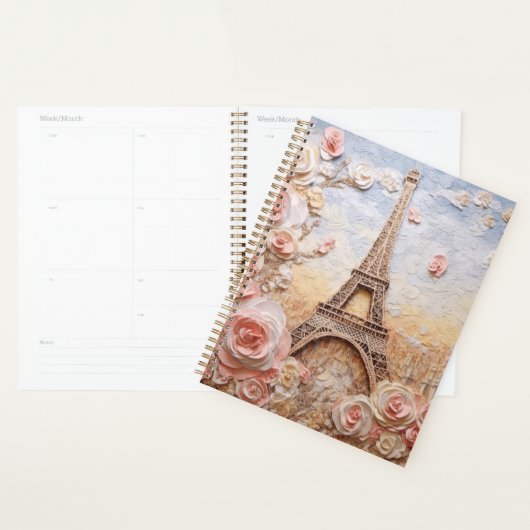 Eiffeltoren Parijs Frankrijk Roze Bloemen Planner (Display)
