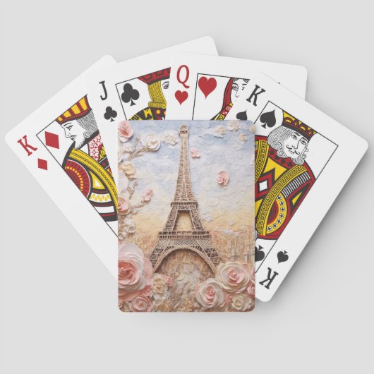 Eiffeltoren Parijs Frankrijk Roze Bloemen Pokerkaarten (Achterkant)