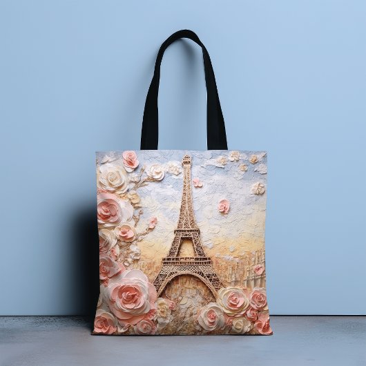 Eiffeltoren Parijs Frankrijk Roze Bloemen Tote Bag