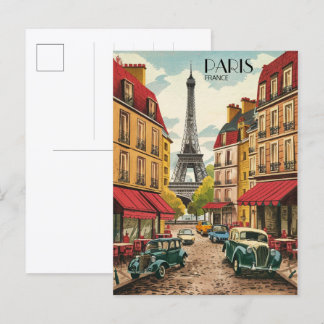 Eiffeltoren Parijs Frankrijk vintage oude straten Briefkaart