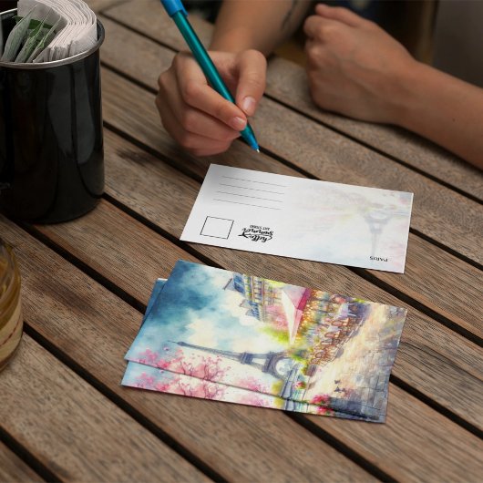 Eiffeltoren Parijs Frankrijk Waterverf Briefkaart