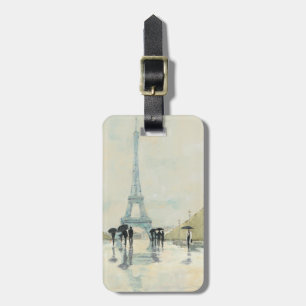 Eiffeltoren   Parijs in de regen Bagagelabel