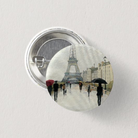 Eiffeltoren | Parijs in de Regering Ronde Button 3,2 Cm (Voorkant /achterkant)