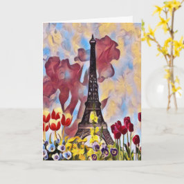 Eiffeltoren, Parijs Iris, Tulpen Lente Bloemen Kaart