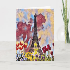 Eiffeltoren, Parijs Iris, Tulps Spring Flowers Kaart