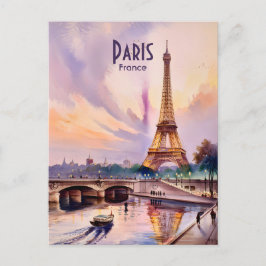Eiffeltoren Parijs Reis Aquarel Eigen Tekst Briefkaart