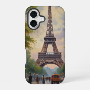 Eiffeltoren Parijs Reis Vintage Retro Kunst iPhone 16 Hoesje