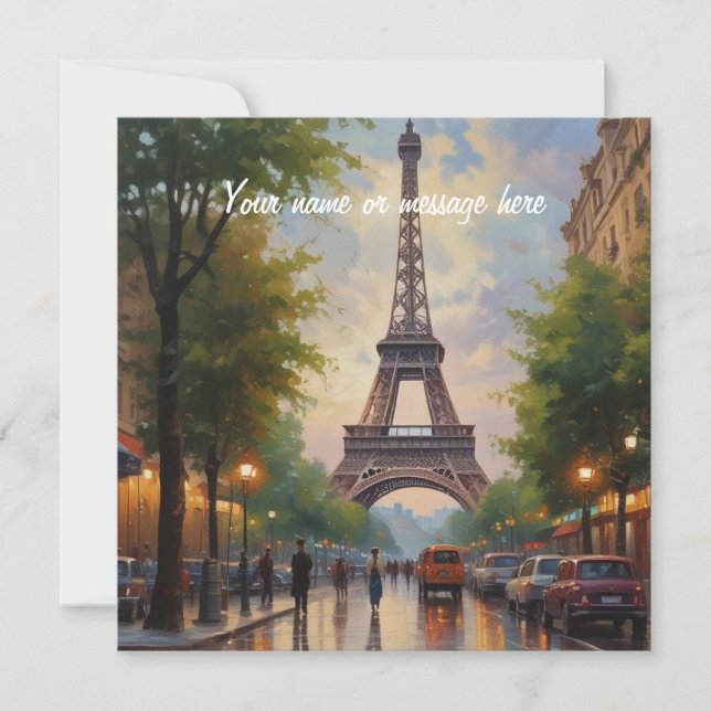 Eiffeltoren Parijs Reis Vintage Retro Kunst Naam (Voorkant)
