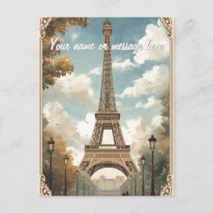 Eiffeltoren Parijs Reis Vintage Retro Kunst Naam Briefkaart