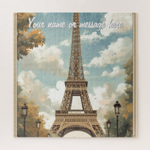 Eiffeltoren Parijs Reis Vintage Retro Kunst Naam Legpuzzel