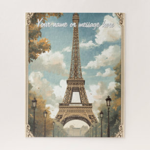 Eiffeltoren Parijs Reis Vintage Retro Kunst Naam Legpuzzel