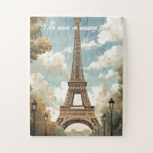 Eiffeltoren Parijs Reis Vintage Retro Kunst Naam Legpuzzel
