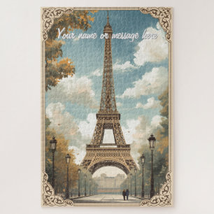 Eiffeltoren Parijs Reis Vintage Retro Kunst Naam Legpuzzel