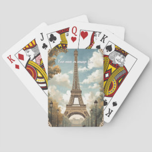 Eiffeltoren Parijs Reis Vintage Retro Kunst Naam Pokerkaarten